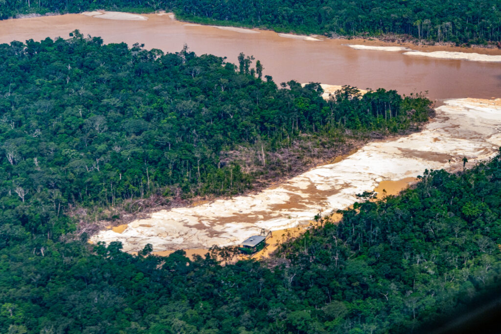 La minería ha provocado un aumento de la deforestación a lo largo de la ribera del río Puruê. | Alianza contra la minería.